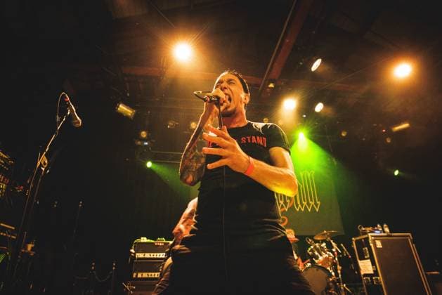 May 5, 2024, Copenhagen, Copenhagen, Denmark: Copenhagen, Denmark. 05th, May 2024. The American hardcore punk band Sick of It All performs a live concert at Pumpehuset in Copenhagen. Here vocalist Lou Koller is seen live on stage. Copenhagen Denmark - ZUMAg262 20240505_zea_g262_005 Copyright: xPeterxTroestx