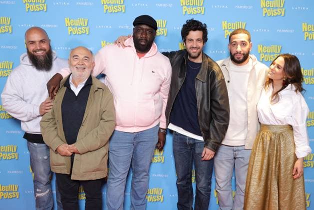Entertainment Themen der Woche KW19 Entertainment Bilder des Tages Neuilly Poissy Premiere - Paris GÃ rard Jugnot, Steve Tientcheu, Max Boublil, Malik Amraoui and MÃ lanie Bernier attend the photocall for the premiere of the film Neuilly Poissy held at the Wepler in Paris, France on May 6, 2024. Photo by David Boyer ABACAPRESS.COM Paris France  Copyright: xBoyerxDavid ABACAx