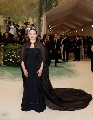 Lily Gladstone arrives on the red carpet at the 2024 Met Gala celebrating Sleeping Beauties: Reawakening Fashion at The Metropolitan Museum of Art on Monday, May 6, 2024 in New York City.  NYP20240506293 JOHNxANGELILLO