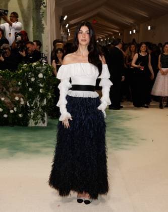 Camila Morrone arrives on the red carpet at the 2024 Met Gala celebrating Sleeping Beauties: Reawakening Fashion at The Metropolitan Museum of Art on Monday, May 6, 2024 in New York City.  NYP20240506301 JOHNxANGELILLO