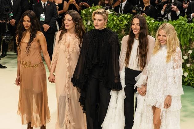 Celebrities attend the 2024 Met Gala Celebrating ?Sleeping Beauties: Reawakening Fashion? at The Metropolitan Museum of Art in New York City Featuring: Zoe Saldana, Emma Mackey, Greta Gerwig, Chemena Kamali, Sienna Miller Where: New York, United States When: 06 May 2024 Credit: Michael Stewart INSTARimages.com EDITORIAL USE ONLY. NOT FOR USE BY NEWSPAPERS BASED IN THE UK. Copyright: xMichaelxStewartx instar53713165