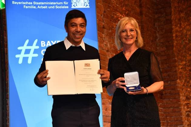 Giovane Elber and Ulrike Scharf Award of the Bavarian State Medal for Social Merit 2024 Heilige Hofkirche Munich 07 May 2024