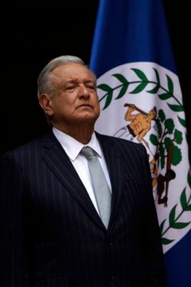 Belize Prime Minister Juan Antonio Briseno Workink Visit Mexico Mexico s President, Andres Manuel Lopez Obrador, during the welcoming ceremony of the working visit of the Prime Minister of Belize, Juan Antonio Briseno, in the Patio Honor in the National Palace. on May 7, 2024 in Mexico City, Mexico. (Photo by Luis Barron Eyepix Group) Copyright: xLuisxBarronx xEyepixxGroupx LB_07052024_114090