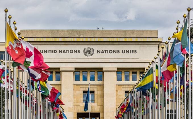 Palais des Nations Blick auf den Palais des Nations, welches der Hauptsitz der Vereinten Nationen in Genf ist. (Genf, Schweiz, 03.08.2023) *** Palais des Nations View of the Palais des Nations, which is the headquarters of the United Nations in Geneva Geneva, Switzerland, 03 08 2023