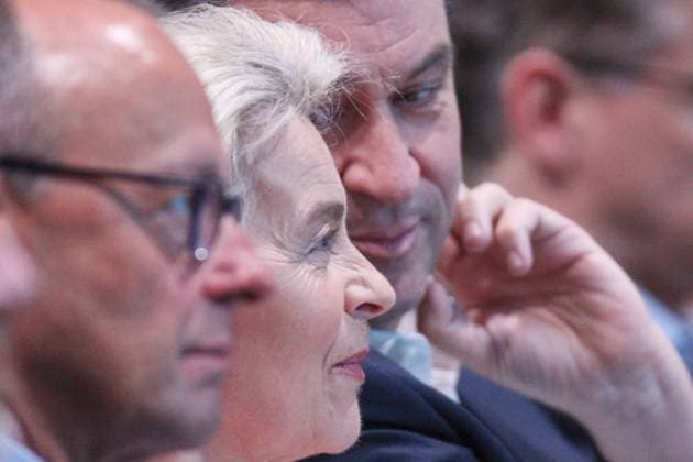 Berlin, Deutschland, 08.05.2024: Estrel Congress Center: 36. Parteitag der CDU Deutschlands - Tag 3: Friedrich Merz, Ursula von der Leyen, Markus Söder *** Berlin, Germany, 08 05 2024 Estrel Congress Center 36 Party Conference of the CDU Germany Day 3 Friedrich Merz, Ursula von der Leyen, Markus Söder Copyright: xdtsxNachrichtenagenturx dts_36660