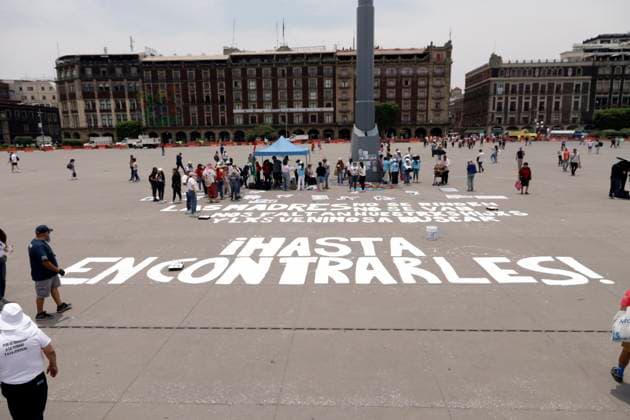 a message written in the Zocalo that says Until We Find Them is seen during a protest on Mother s Day to demand that the government clarify the disappearances at Monument to the Mother. Mexico City Mexico - ZUMAe321 20240510_zia_e321_017 Copyright: xLuisxBarronx