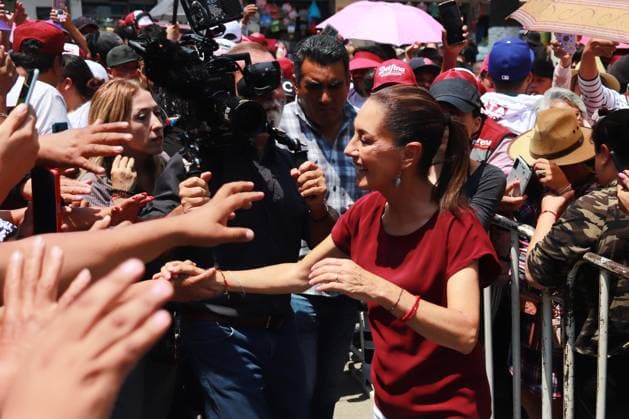 Mexiko, Claudia Sheinbaum Wahlkampfveranstaltung in Mexiko-Stadt Presidential Candidate Claudia Sheinbaum Campaign Rally in Chalco Claudia Sheinbaum Pardo, candidate for the Presidency of Mexico by the Sigamos Haciendo Historia coalition, arrives at a political rally in Chalco, located east of the State of Mexico as part of her campaign tour of the State of Mexico. on May 11, 2024 in Mexico City, Mexico. (photo by Carlos Santiago Eyepix Group) Copyright: xCarlosxSantiago xEyepixxGroupx CS_11052024_119684