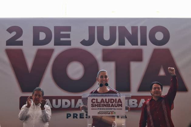 Mexiko, Claudia Sheinbaum Wahlkampfveranstaltung in Mexiko-Stadt Presidential Candidate Claudia Sheinbaum Campaign Rally in Chalco Claudia Sheinbaum Pardo, candidate for the Presidency of Mexico by the Sigamos Haciendo Historia coalition, speaking during a political rally in Chalco, located east of the State of Mexico as part of her campaign tour of the State of Mexico. on May 11, 2024 in Mexico City, Mexico. (photo by Carlos Santiago Eyepix Group) Copyright: xCarlosxSantiago xEyepixxGroupx CS_11052024_119702