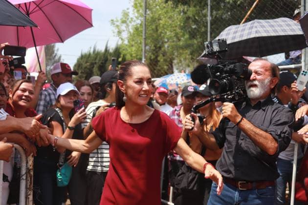 Claudia Sheinbaum Pardo, candidate for the Presidency of Mexico by the Sigamos Haciendo Historia coalition, arrives at a political rally in Texcoco, State of Mexico. Texcoco MÃ xico - ZUMAe321 20240511_zia_e321_011 Copyright: xCarlosxSantiagox