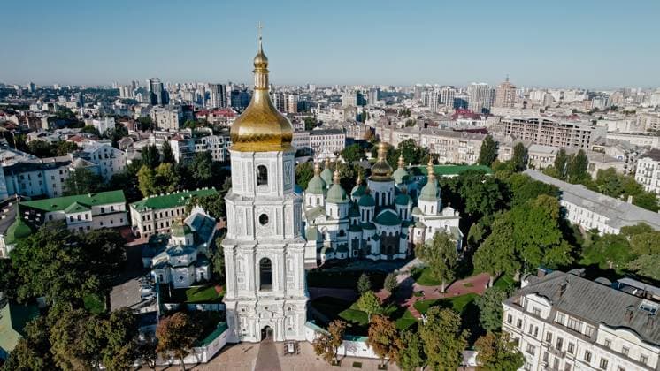 Kyiv, Ukraine - September 2022. Saint Sophia Cathedral. Monument of Kyivan Rus. Kyiv, Ukraine - September 2022. Saint Sophia Cathedral. Architectural monument of Kyivan Rus. Sophia Square is one of the central and oldest squares in Kiev. Copyright: x
