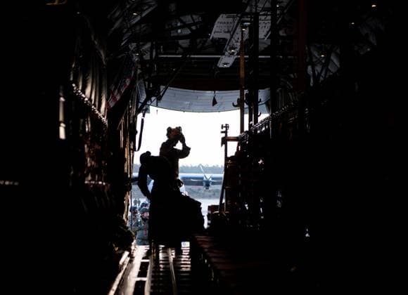 RECORD DATE NOT STATED Airmen from the 435th Security Forces Squadron prepare to board a C-130J Super Hercules on Ramstein Air Base, Germany, on Feb. 13, 2024. The squadron is a part of the 435th Contingency Response Group which provides a scalable, cross-functional and rapidly deployable force designed to assess and open air bases and perform initial airfield operations, enabling rapid standup of combat operations anywhere in the U.S. European Command area of responsibility. Air Force Copyright: xpiemagsx piemagsdvidsfeb24032024-7912 !ACHTUNG AUFNAHMEDATUM GESCHÄTZT!