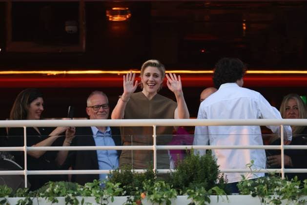 77th Cannes Film Festival PHOTOPQR NICE MATIN Sebastien Botella 13 05 2024 Jury dinner of the 77th Cannes Film Festival in front of the Äôhotel Martinez in Cannes on Monday, May 13, 2024 Greta Gerwig US director and president of the Jury of the 77th Cannes Film Festival Greta Gerwig during a dinner with fellow members of the jury at the Grand Hyatt Cannes Hotel Martinez, on the eve of the opening ceremony of the 77th edition of the Cannes Film Festival in Cannes, southern France, on May 13, 2024 France  Copyright: xPHOTOPQR NICExMATIN MAXPPPxSebastienxBotellax 20240513NIM3306 20240513NIM3306
