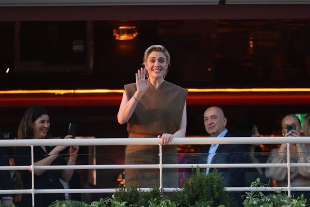 77th Cannes Film Festival PHOTOPQR NICE MATIN Sebastien Botella 13 05 2024 Jury dinner of the 77th Cannes Film Festival in front of the Äôhotel Martinez in Cannes on Monday, May 13, 2024 Greta Gerwig US director and president of the Jury of the 77th Cannes Film Festival Greta Gerwig during a dinner with fellow members of the jury at the Grand Hyatt Cannes Hotel Martinez, on the eve of the opening ceremony of the 77th edition of the Cannes Film Festival in Cannes, southern France, on May 13, 2024 France  Copyright: xPHOTOPQR NICExMATIN MAXPPPxSebastienxBotellax 20240513NIM3309 20240513NIM3309