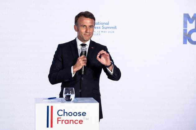 News Themen der Woche KW20 News Bilder des Tages Choose France Summit - Versailles France s President Emmanuel Macron delivers a speech during the seventh Choose France Summit , aiming to attract foreign investors to the country, at the Chateau de Versailles, outside Paris, on May 13, 2024. Photo by Eliot Blondet ABACAPRESS.COM Versailles France  Copyright: xBlondetxEliot ABACAx