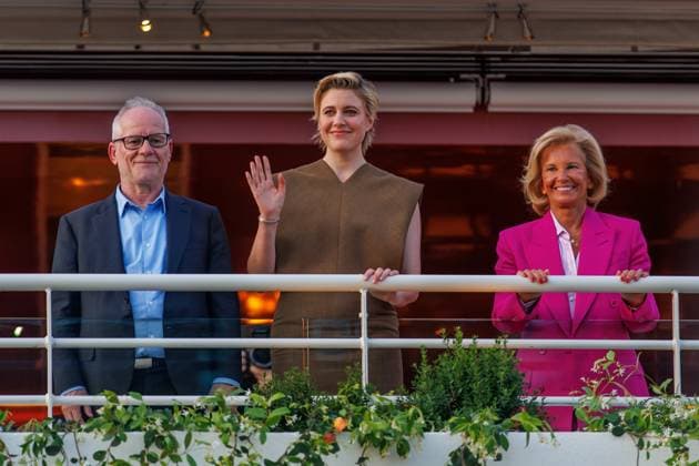Arrivals Cannes Thierry Fremaux, Greta Gerwig and Iris Knobloch Jury Arrival at the Hotel Martinez as part of the 77 Festival de Cannes on 13 05 2024 Copyright: xEventpressxKochanx