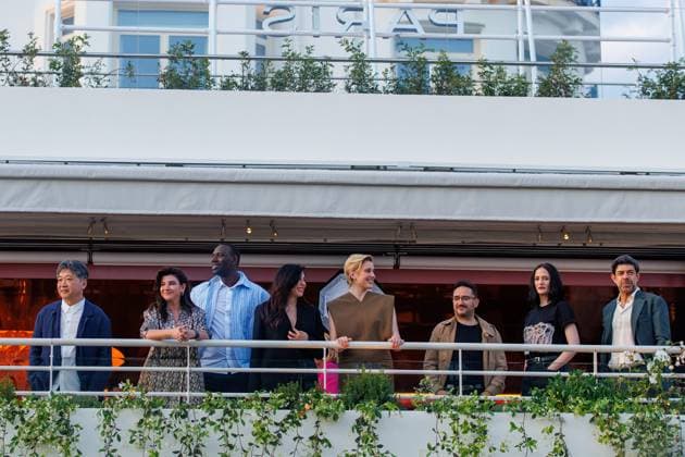 Arrivals Cannes Hirokazu Koreeda, Ebru Ceylan, Omar Sy, Nadine Labaki, Greta Gerwig, J A Bayona, Eva Green and Pierfrancesco Favino Jury Arrival at the Hotel Martinez as part of the 77 Festival de Cannes on 13 05 2024 Copyright: xEventpressxKochanx