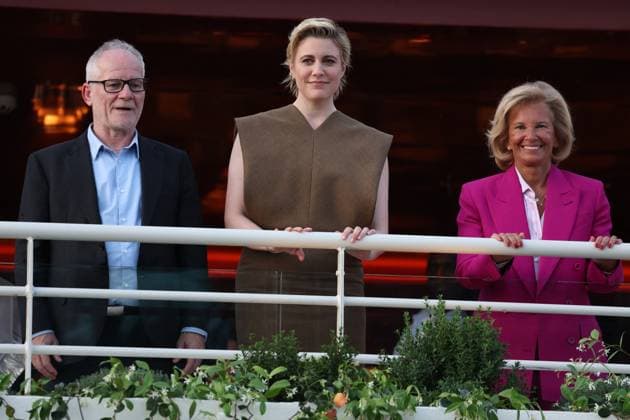 Cannes - Jury Dinner Ahead Of The Festival Opening Thierry Fremaux, President of the Juty Greta Gerwig and Iris Knobloch attend a dinner ahead of the 77th Cannes Film Festival on May 13, 2024 in Cannes, France. Photo by Shootpix ABACAPRESS.COM Cannes France  Copyright: xShootpix ABACAx
