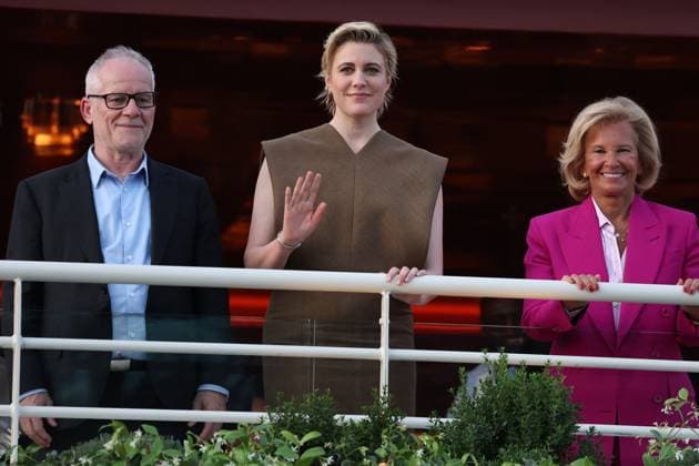 Cannes - Jury Dinner Ahead Of The Festival Opening Thierry Fremaux, President of the Juty Greta Gerwig and Iris Knobloch attend a dinner ahead of the 77th Cannes Film Festival on May 13, 2024 in Cannes, France. Photo by Shootpix ABACAPRESS.COM Cannes France  Copyright: xShootpix ABACAx