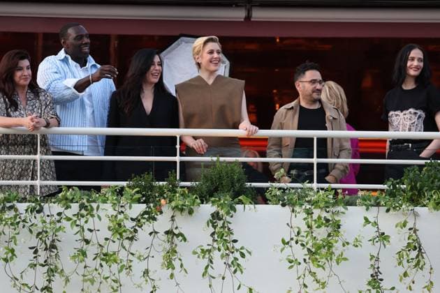 Cannes - Jury Dinner Ahead Of The Festival Opening Omar Sy, Ebru Ceylan, Nadine Labaki, Lily Gladstone, Greta Gerwig ttend a dinner ahead of the 77th Cannes Film Festival on May 13, 2024 in Cannes, France. Photo by Shootpix ABACAPRESS.COM Cannes France  Copyright: xShootpix ABACAx