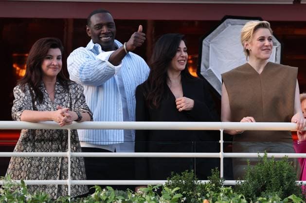Cannes - Jury Dinner Ahead Of The Festival Opening Omar Sy, Ebru Ceylan, Nadine Labaki, Lily Gladstone, Greta Gerwig ttend a dinner ahead of the 77th Cannes Film Festival on May 13, 2024 in Cannes, France. Photo by Shootpix ABACAPRESS.COM Cannes France  Copyright: xShootpix ABACAx
