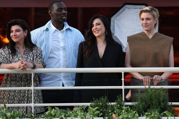 Cannes - Jury Dinner Ahead Of The Festival Opening Omar Sy, Ebru Ceylan, Nadine Labaki, Lily Gladstone, Greta Gerwig ttend a dinner ahead of the 77th Cannes Film Festival on May 13, 2024 in Cannes, France. Photo by Shootpix ABACAPRESS.COM Cannes France  Copyright: xShootpix ABACAx