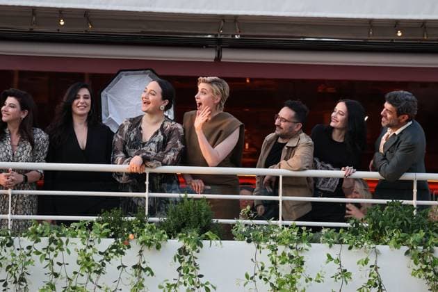 Cannes - Jury Dinner Ahead Of The Festival Opening Ebru Ceylan, Nadine Labaki, Lily Gladstone, Greta Gerwig, Juan Antonio Bayona, Eva Green attend a dinner ahead of the 77th Cannes Film Festival on May 13, 2024 in Cannes, France. Photo by Shootpix ABACAPRESS.COM Cannes France  Copyright: xShootpix ABACAx