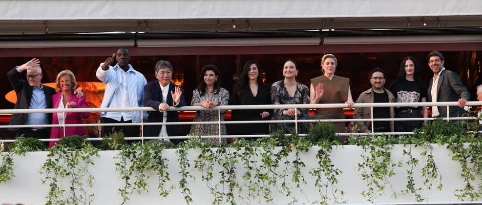 Cannes - Jury Dinner Ahead Of The Festival Opening Iris Knobloch, Thierry Fremaux, Omar Sy, Hirokazu Kore-eda, Ebru Ceylan, Nadine Labaki, Lily Gladstone, Greta Gerwig, Juan Antonio Bayona, Eva Green and Pierfrancesco Favino attend a dinner ahead of the 77th Cannes Film Festival on May 13, 2024 in Cannes, France. Photo by Shootpix ABACAPRESS.COM Cannes France Copyright: xShootpix ABACAx