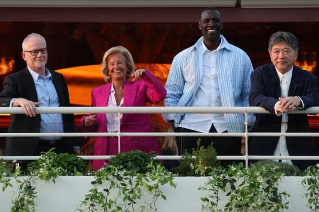 Cannes - Jury Dinner Ahead Of The Festival Opening Iris Knobloch, Thierry Fremaux, Omar Sy, Hirokazu Kore-eda attend a dinner ahead of the 77th Cannes Film Festival on May 13, 2024 in Cannes, France. Photo by Shootpix ABACAPRESS.COM Cannes France  Copyright: xShootpix ABACAx