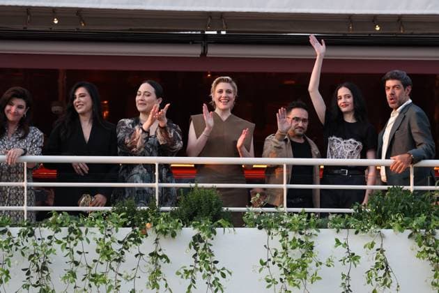 Cannes - Jury Dinner Ahead Of The Festival Opening Ebru Ceylan, Nadine Labaki, Lily Gladstone, Greta Gerwig, Juan Antonio Bayona, Eva Green and Pierfrancesco Favino attend a dinner ahead of the 77th Cannes Film Festival on May 13, 2024 in Cannes, France. Photo by Shootpix ABACAPRESS.COM Cannes France  Copyright: xShootpix ABACAx