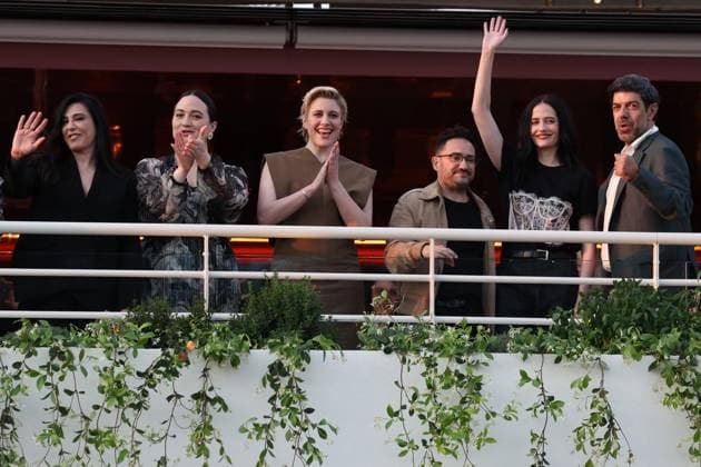 Cannes - Jury Dinner Ahead Of The Festival Opening Ebru Ceylan, Nadine Labaki, Lily Gladstone, Greta Gerwig, Juan Antonio Bayona, Eva Green and Pierfrancesco Favino attend a dinner ahead of the 77th Cannes Film Festival on May 13, 2024 in Cannes, France. Photo by Shootpix ABACAPRESS.COM Cannes France  Copyright: xShootpix ABACAx