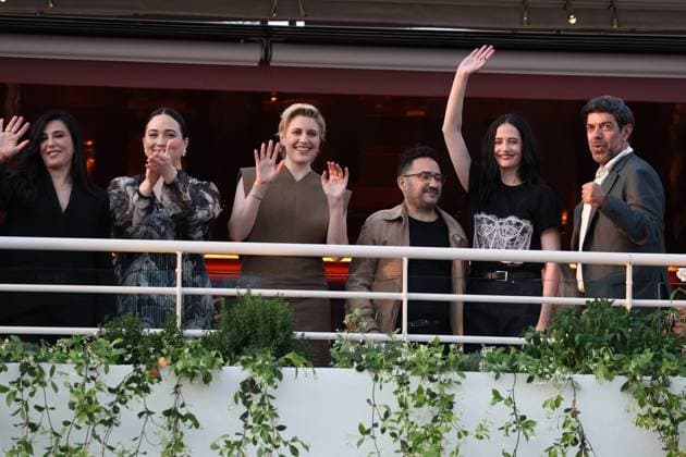 Cannes - Jury Dinner Ahead Of The Festival Opening Ebru Ceylan, Nadine Labaki, Lily Gladstone, Greta Gerwig, Juan Antonio Bayona, Eva Green and Pierfrancesco Favino attend a dinner ahead of the 77th Cannes Film Festival on May 13, 2024 in Cannes, France. Photo by Shootpix ABACAPRESS.COM Cannes France  Copyright: xShootpix ABACAx