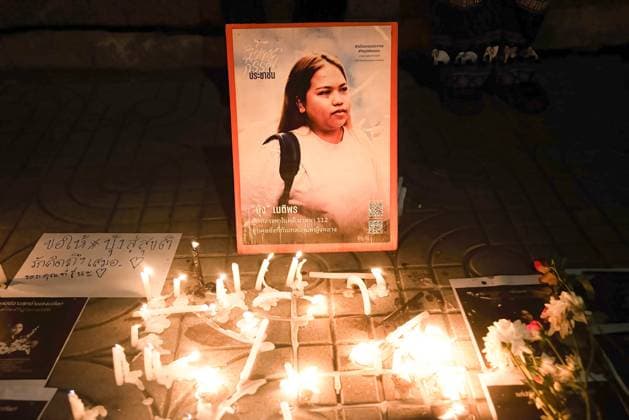 May 14, 2024, Bangkok, Thailand: A portrait of Netiporn Sanesangkhom, seen during mourning ceremony outside The Southern Bangkok Criminal Court. Thai political activist Netiporn Sanesangkhom also know as Bung Thaluwang , a 28-years-old pro-democracy activist who was charged with Lese Majeste law has passed away by cardiac arrest at Thammasart University Hospital on May 14, 2024 after hunger strike in prison since January 27,2024. Bangkok Thailand - ZUMAs197 20240514_aaa_s197_066 Copyright: xPeeraponxBoonyakiatx