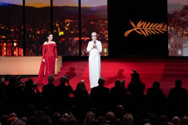 Cannes Opening Ceremony Juliette Binoche and Meryl Streep attending the Opening Ceremony of the 77th Cannes Film Festival at the Palais des Festivals in Cannes, France on May 14, 2024. Photo by Aurore Marechal ABACAPRESS.COM Cannes France  Copyright: xMarechalxAurore ABACAx
