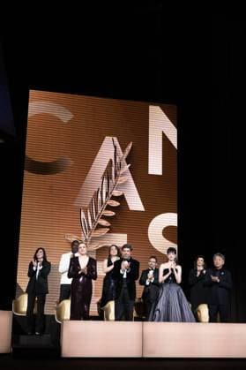 Annual Cannes Film Festival - Opening Ceremony - Cannes Jury Members Nadine Labaki, President of the Jury Greta Gerwig, Omar Sy, Pierfrancesco Favino, Juan Antonio Bayona, Eva Green, Ebru Ceylan and Hirokazu Kore-eda on stage during the opening ceremony at the 77th annual Cannes Film Festival at Palais des Festivals on May 14, 2024 in Cannes, France. Photo by David NIVIERE ABACAPRESS.COM CANNES France  Copyright: xNivierexDavid ABACAPRESS.COMx