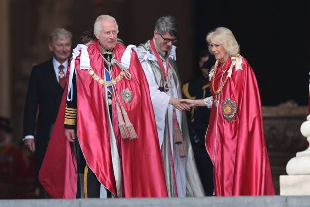 Bilder des Jahres 2024, Entertainment 05 Mai Entertainment Themen der Woche KW20 . 15 05 2024. London, United Kingdom. King Charles III and Queen Camilla leaving a Service of Dedication for the Order of the British Empire at St.Pauls Cathedral in London.  xStephenxLockx xi-Imagesx IIM-25221-0030