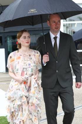 May 15, 2024, Cannes, Cote D azur, France: ELIN HALL and RUNAR RUNARSSON arrive under the rain for the Ljosbrot (When the Light Breaks) photocall at the 77th Annual Cannes Film Festival at Palais des Festivals in Cannes, France Cannes France - ZUMAc179 20240515_zep_c179_008 Copyright: xMickaelxChavetx