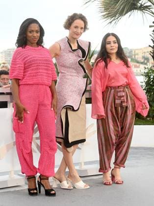 French director Maimouna Doucoure, German actress Vicky Krieps and Moroccan director Asmae El Moudir attend the Un Certain Regard Jury photo call at the 77th Cannes Film Festival in Cannes, France on Wednesday, May 15, 2024.  CAN20240515120 RUNExHELLESTAD