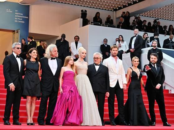 Cannes, 77th Cannes Film Festival 2024, Second red carpet evening of the film Furiosa: A Mad Max Saga . In the photo Michael DeLuca, Pamela Abdy, Doug Mitchell, Alyla Browne, Anya Taylor-Joy, George Miller, Chris Hemsworth, Elsa Pataky and Tom Burke  Copyright: xManuelexMangiarottix xipa-agencyx xPoolxPhotoxEventsx03x IPA_Agency_IPA46106191