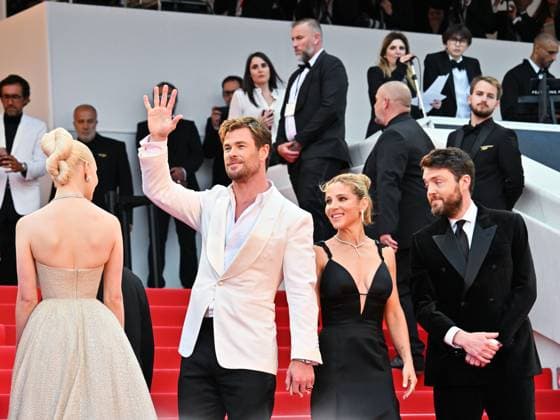 Cannes, 77th Cannes Film Festival 2024, Second red carpet evening of the film Furiosa: A Mad Max Saga . In the photo Michael DeLuca, Pamela Abdy, Doug Mitchell, Alyla Browne, Anya Taylor-Joy, George Miller, Chris Hemsworth, Elsa Pataky and Tom Burke  Copyright: xManuelexMangiarottix xipa-agencyx xPoolxPhotoxEventsx03x IPA_Agency_IPA46106187