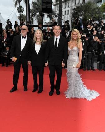 77th Cannes Film Festival 2024, Red carpet film Furiosa: A Mad Max Saga Cannes, 77th Cannes Film Festival 2024, Red carpet film Furiosa: A Mad Max Saga In the photo: McKinzie Roth, Liam Dunaway O Neill, Faye Dunaway and Laurent Bouzereau Cannes France  Copyright: xIPA ABACAx
