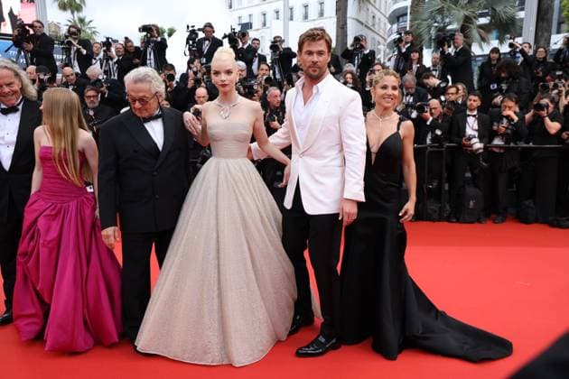 Furiosa: A Mad Max Saga Red Carpet in Cannes CANNES, FRANCE - MAY 15: Alyla Browne, George Miller, Anya Taylor-Joy, Chris Hemsworth and Elsa Pataky attends the Furiosa: A Mad Max Saga (Furiosa: Une Saga Mad Max) Red Carpet at the 77th annual Cannes Film Festival at Palais des Festivals on May 15, 2024 in Cannes, France. CAP GOL GOL Cannes Provence-Alpes-Côte d Azur France Copyright: xRickxGold CapitalxPicturesx