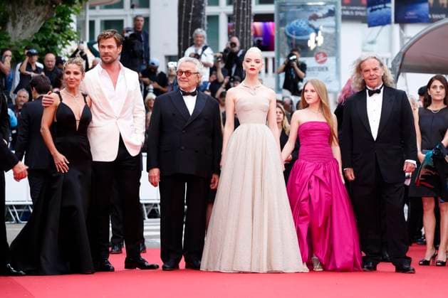 May 15, 2024: Elsa Pataky, Chris Hemsworth, George Miller, Anya Taylor-Joy, Alyla Browne and Doug Mitchell attend the premiere of Furiosa: A Mad Max Saga during the 77th Cannes Film Festival at Palais des Festivals in Cannes, France, on 15 May 2024. Photo: - ZUMAm179 20240515_zep_m179_084 Copyright: xAlecxMichaelx