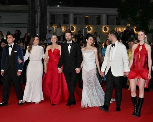 Cannes, 77th Cannes Film Festival 2024, Red Carpet of the film Pigen med nalen In the photo: Tessa Hoder, Besir Zeciri, Trine Dyrholm, Vic Carmen Sonne, Magnus von Horn, Malene Blenkov, Mariusz Wlodarski  Copyright: xManuelexMangiarottix xipa-agencyx xPoolxPhotoxEventsx03x IPA_Agency_IPA46114584