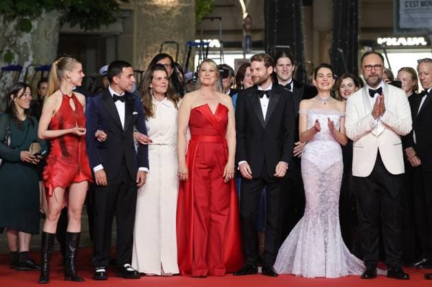 J MontÃ e des marches du film Â The girl with the needle La jeune femme Ã l aiguille Â lors du 77eme Festival International du Film de Cannes Tessa Hoder, Besir Zeciri, Malene Blenkov, Trine Dyrholm, Magnus von Horn, Vic Carmen Sonne, Mariusz Wlodarski MontÃ e des marches du film Â The girl with the needle La jeune femme Ã l aiguille Â lors du 77eme Festival International du Film de Cannes, au Palais des Festivals Ã Cannes On may 15th 2024 Jacovides Moreau Bestimage Red carpet of the movie Â The girl with the needle Â during the 77th Cannes International Film Festival at the Palais des Festivals in Cannes, France On may 15th 2024 Cannes France  Copyright: xJACOVIDES-MOREAUx xBESTIMAGExJACOVIDES-MOREAUx xBESTIMAGEx