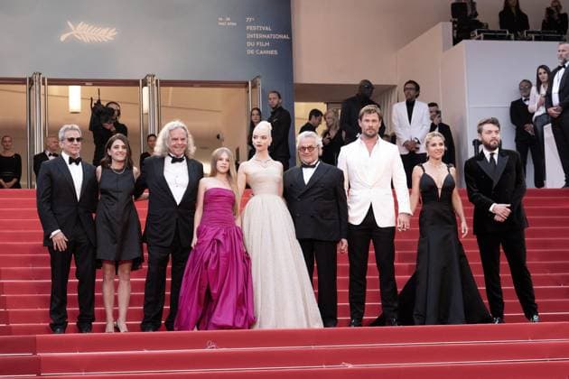Annual Cannes Film Festival - Furiosa: A Mad Max Saga - Cannes DN Michael DeLuca, Pamela Abdy, Doug Mitchell, Alyla Browne, Anya Taylor-Joy, George Miller, Chris Hemsworth, Elsa Pataky and Tom Burke attend the screening of Furiosa: A Mad Max Saga during the 77th annual Cannes Film Festival at Palais des Festivals, on May 15, 2024 in Cannes, France. Photo by David NIVIERE ABACAPRESS.COM CANNES France Copyright: xNivierexDavid ABACAPRESS.COMx