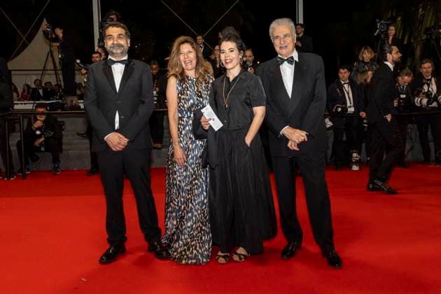 B MontÃ e des marches du film Â The girl with the needle La jeune femme Ã laiguille Â lors du 77eme Festival International du Film de Cannes David Teboul, Cathy Palumbo, guest, Serge Toubiana Cannes France  Copyright: xOLIVIERxBORDEx xBESTIMAGExOLIVIERxBORDEx xBESTIMAGEx