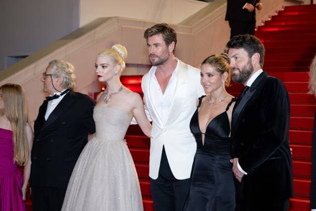 Cannes - Furiosa: A Mad Max Saga Screening Michael DeLuca, Pamela Abdy, Doug Mitchell, Alyla Browne, Anya Taylor-Joy, George Miller, Chris Hemsworth, Elsa Pataky, Tom Burke depart the Furiosa: A Mad Max Saga (Furiosa: Une Saga Mad Max) Red Carpet at the 77th annual Cannes Film Festival at Palais des Festivals on May 15, 2024 in Cannes, France. Photo by Shootpix ABACAPRESS.COM Cannes France Copyright: xShootpix ABACAx