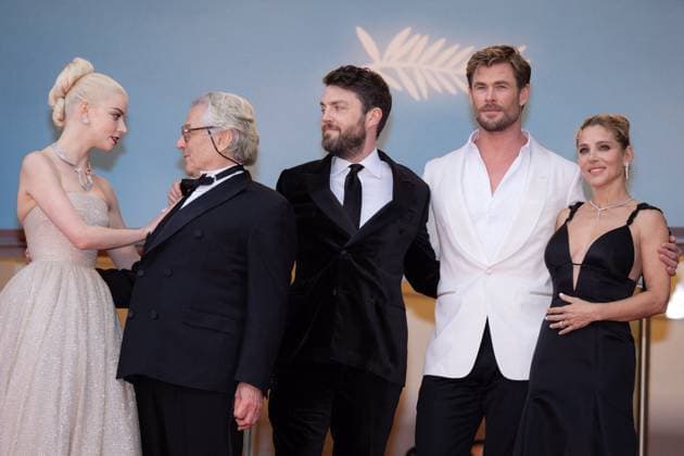 Cannes - Furiosa: A Mad Max Saga Screening Anya Taylor-Joy, George Miller, Tom Burke, Chris Hemsworth and Elsa Pataky attend the Furiosa: A Mad Max Saga (Furiosa: Une Saga Mad Max) Red Carpet at the 77th annual Cannes Film Festival at Palais des Festivals on May 15, 2024 in Cannes, France. Photo by Shootpix ABACAPRESS.COM Cannes France  Copyright: xShootpix ABACAx