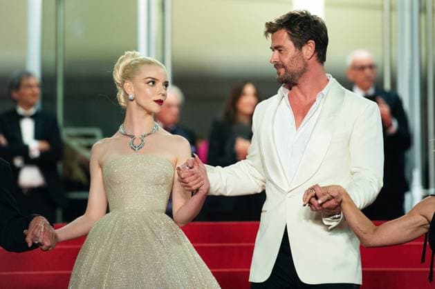 Cannes Furiosa A Mad Max Saga Exit Anya Taylor-Joy and Chris Hemsworth attending the Furiosa: A Mad Max Saga (Furiosa: Une Saga Mad Max) as part of the 77th Cannes International Film Festival in Cannes, France on May 15, 2024. Photo by Aurore Marechal ABACAPRESS.COM Cannes France  Copyright: xMarechalxAurore ABACAx
