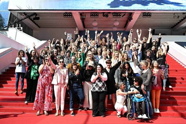 Cannes - Judith Godreche Photocall Judith Godreche leads moment to stand against violence against women at the 77th annual Cannes Film Festival at Palais des Festivals on May 16, 2024 in Cannes, France. Photo by David NIVIERE ABACAPRESS.COM CANNES France  Copyright: xNivierexDavid ABACAPRESS.COMx